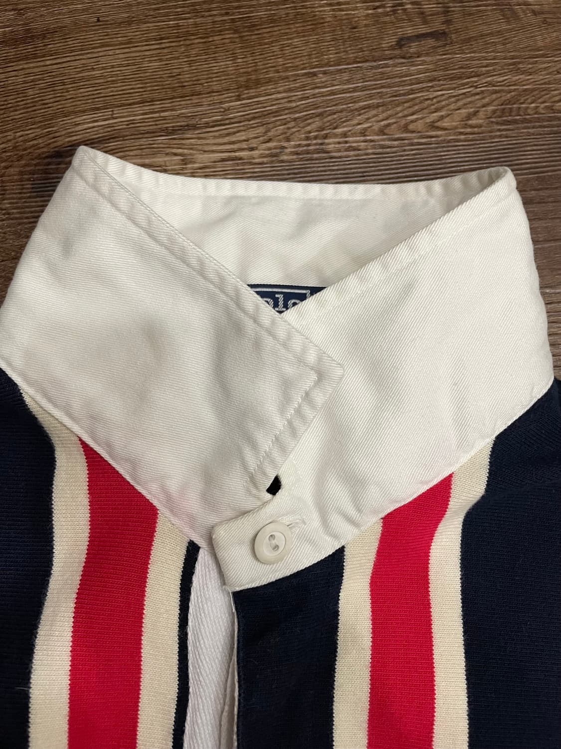 90s~00s 폴로 랄프로렌 스트라이프 럭비티 레드 네이비 상품이미지8