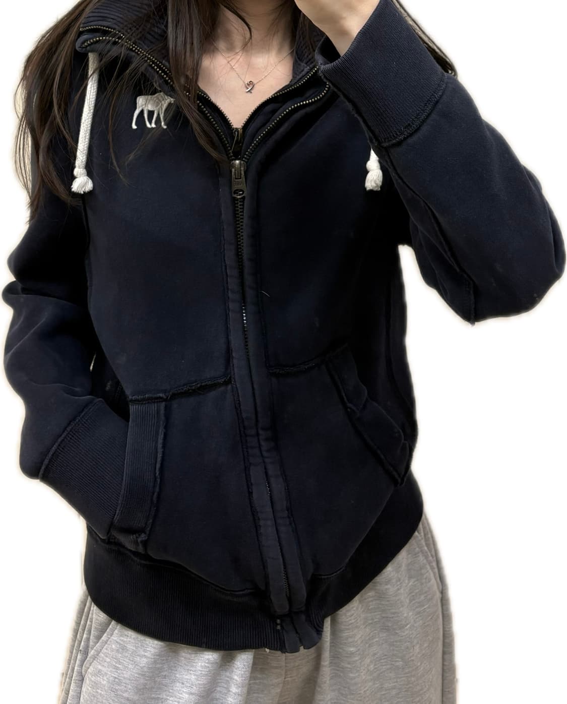 아베크롬비 하이넥 투지퍼 집업 네이비 S 상품이미지1