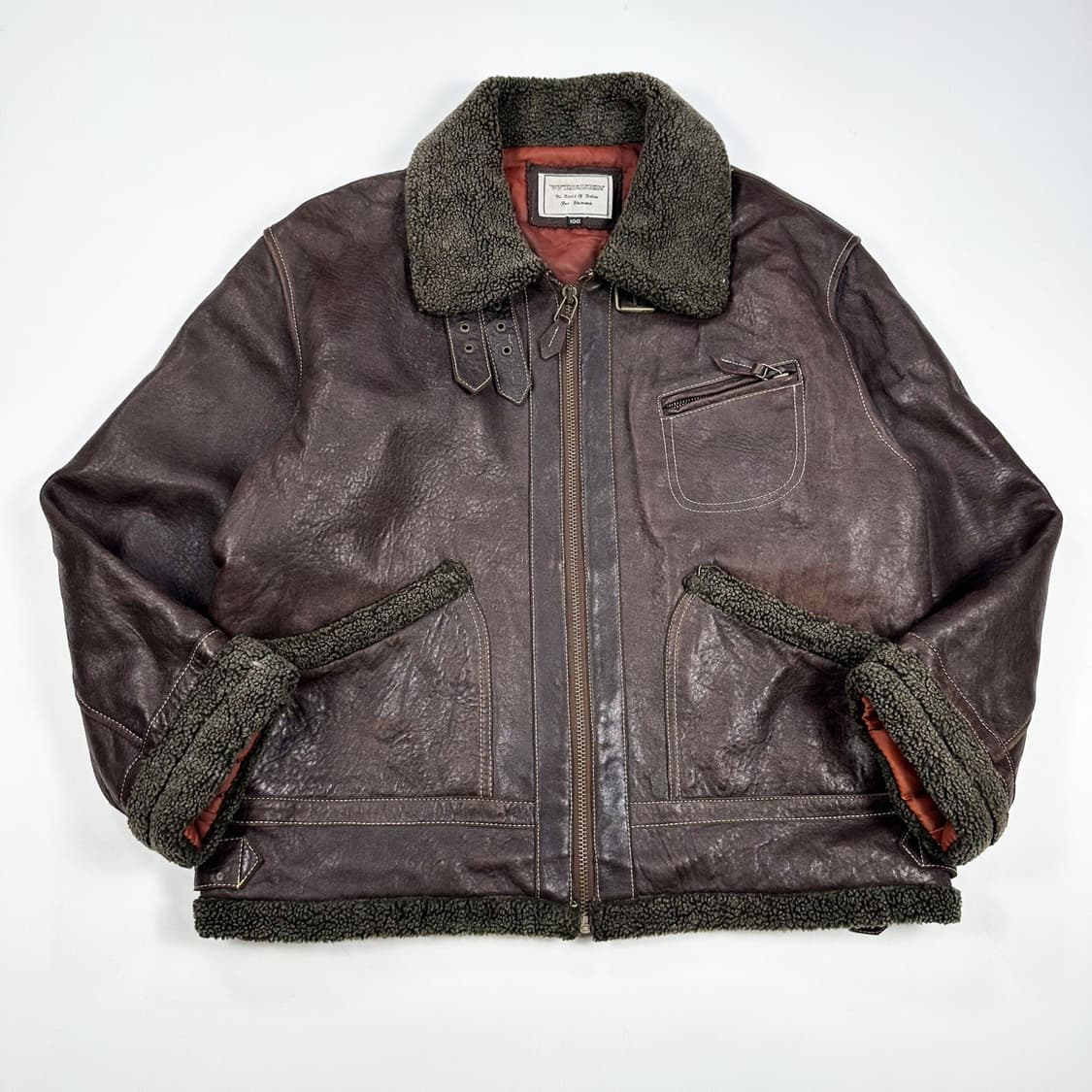 VTG 빈티지 브라운 가죽 무스탕 자켓 (L) 상품이미지2