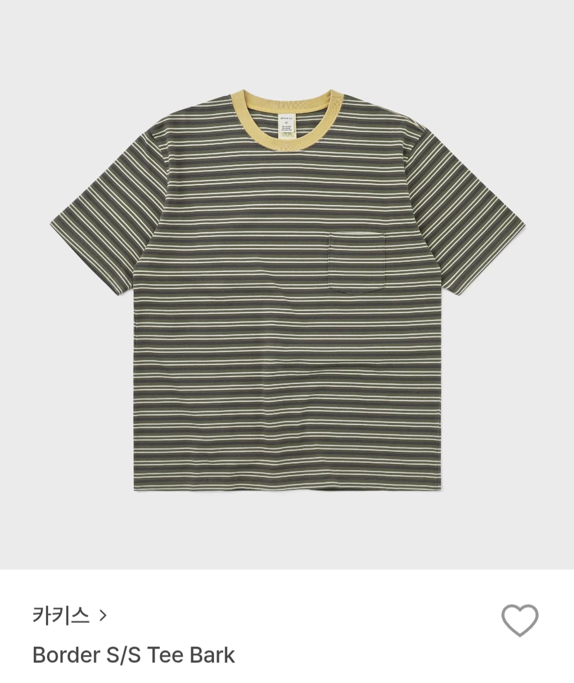 카키색 스트라이프 반팔 보더 티셔츠 상품이미지1