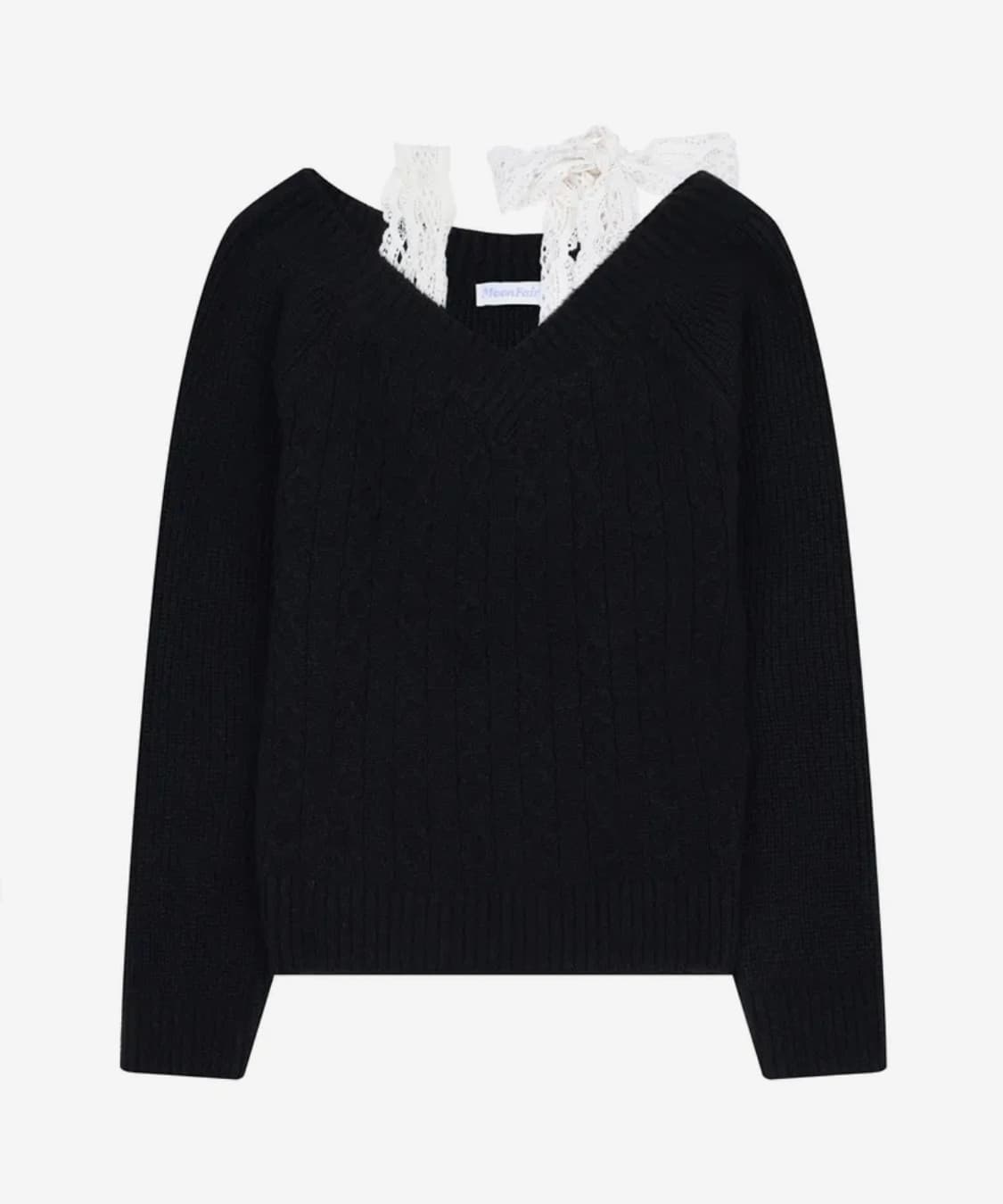 새상품)) 문페어리 MF 아도라 레이스 브이넥 니트 블랙 상품이미지3