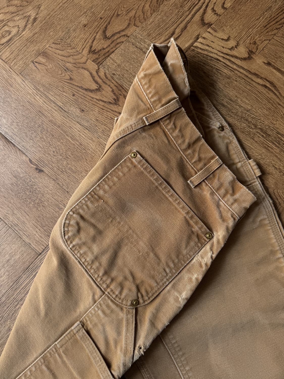 [32]칼하트 Made in USA 빈티지 페이딩 브라운 더블니 워크팬츠 상품이미지7