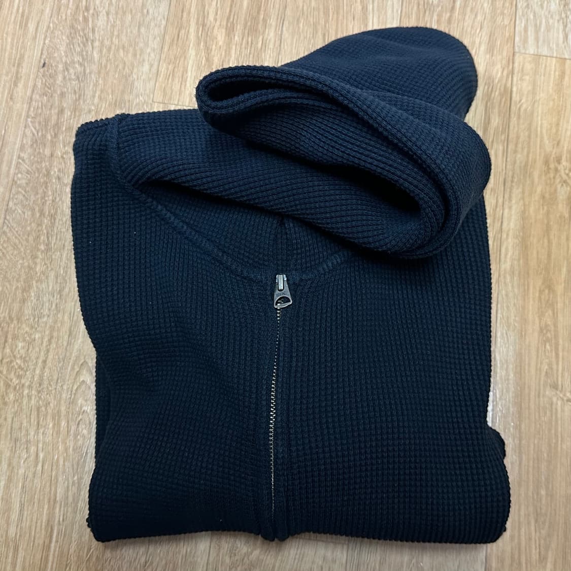 [L] 카키스 와플 후드집업 후드 블랙 상품이미지2