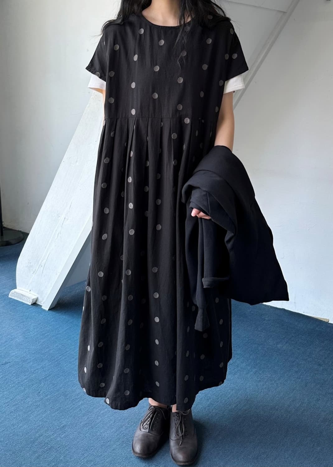 Polka dots stitch cotton linen wide onep 상품이미지10