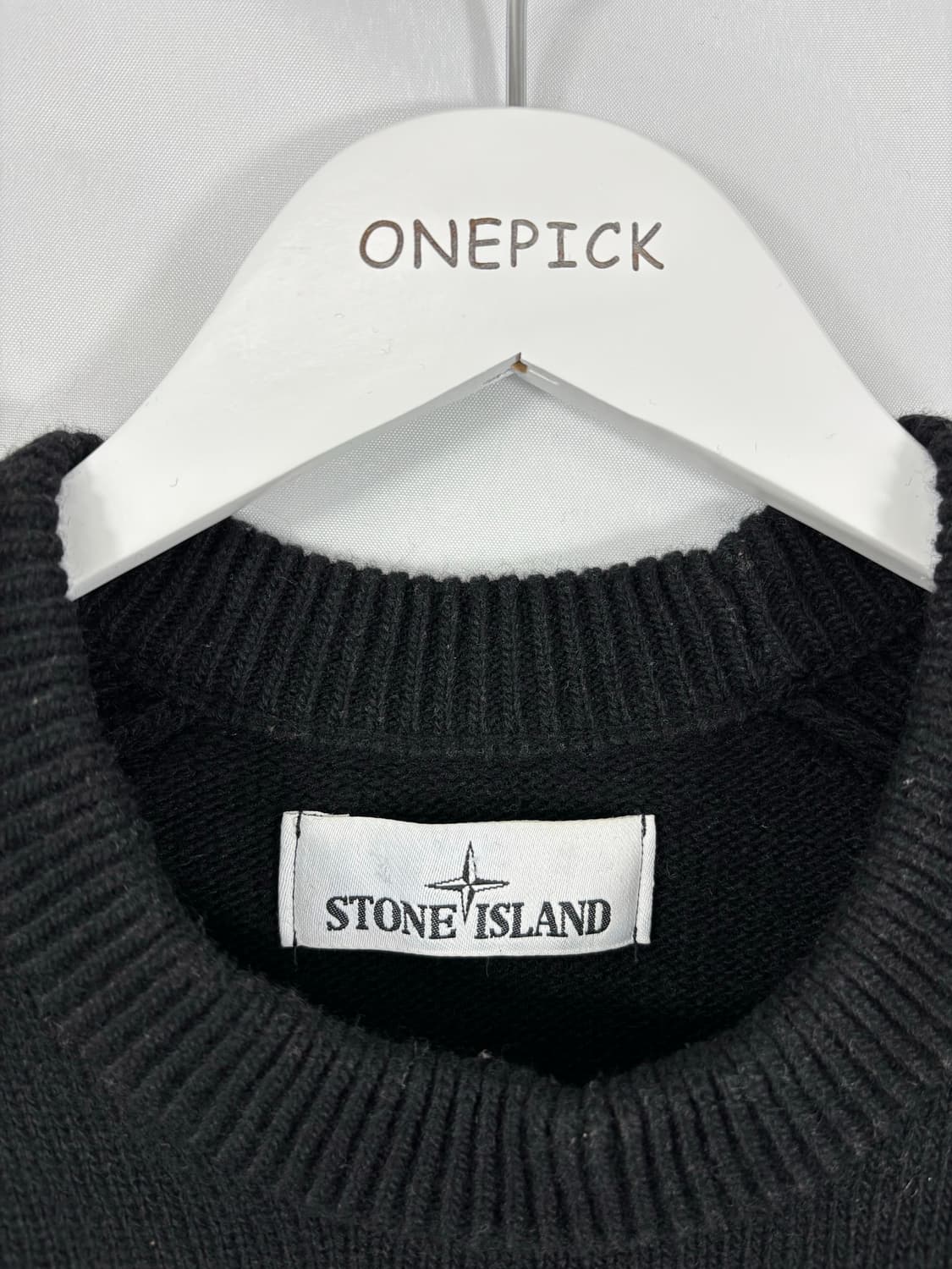 (정품,XL)스톤아일랜드 와펜 크루넥 울 니트 블랙 상품이미지2