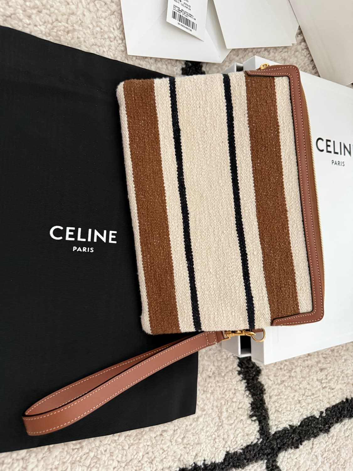 스트랩 파우치 - CELINE 자카드 스트라이프 텍스타일 상품이미지6