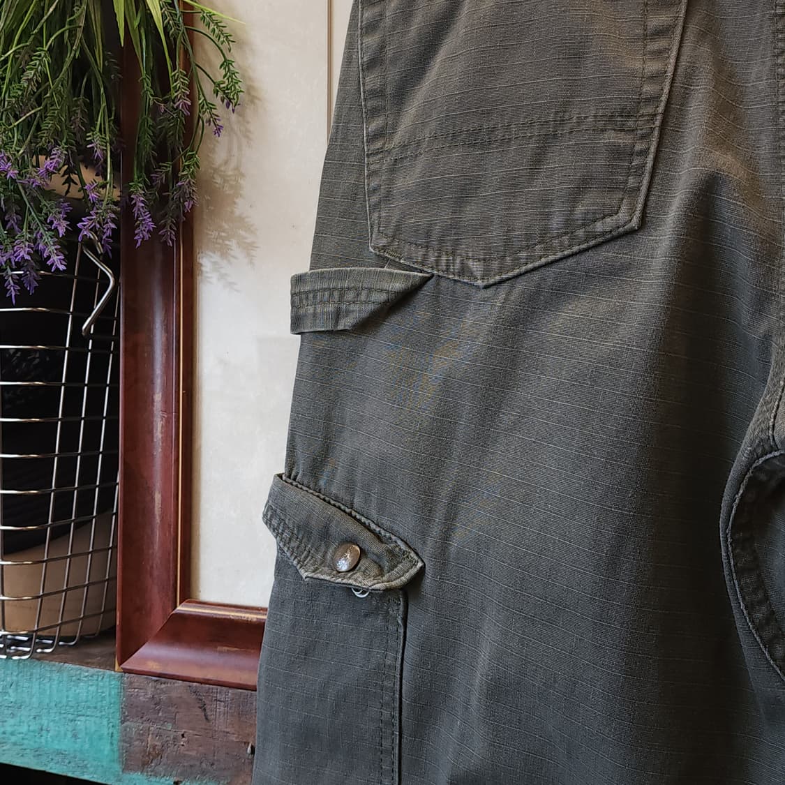 칼하트 워크팬츠 립스탑 카고 팬츠 그린 30x30 상품이미지8