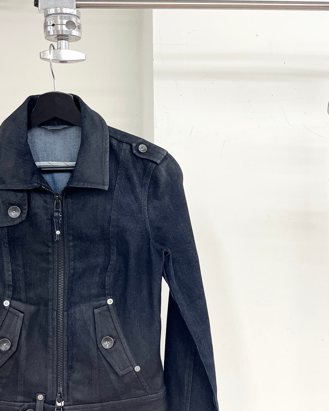 아르마니 익스체인지 블랙 데님 바이커 집업 자켓 상품이미지4