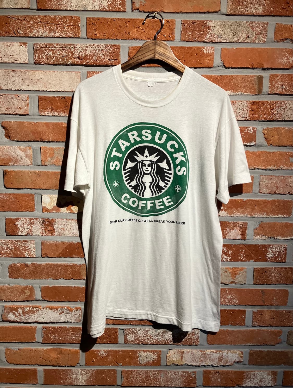 90s USA 빈티지 스타벅스 패러디 반팔 티셔츠 상품이미지2