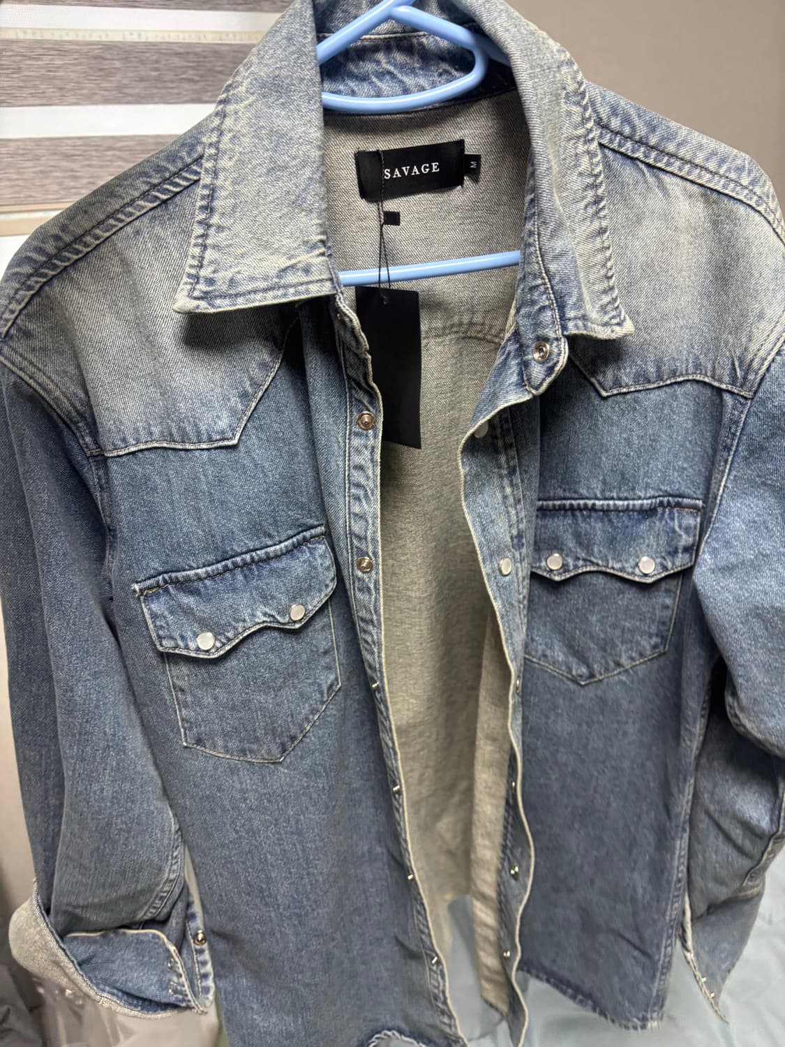 세비지(savage) 웨스턴 데님 셋업 미드블루(박보검 착용) 상품이미지1