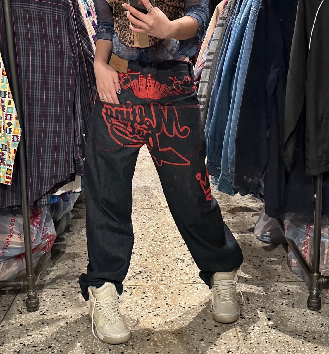 옥토퍼스 아미 프린팅 와이드 데님 상품이미지2