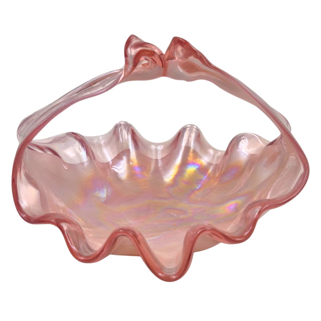 80s 쿠라타 아트글라스 오로라 러플 핑크 바구니 상품이미지2