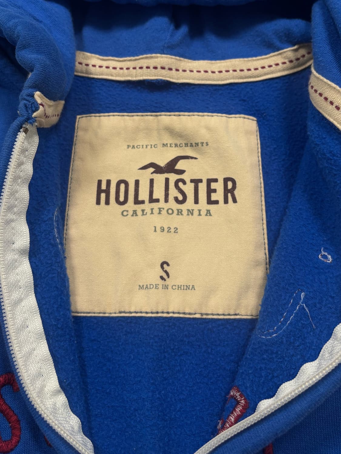 홀리스터 레드로고 블루 후드집업 상품이미지5