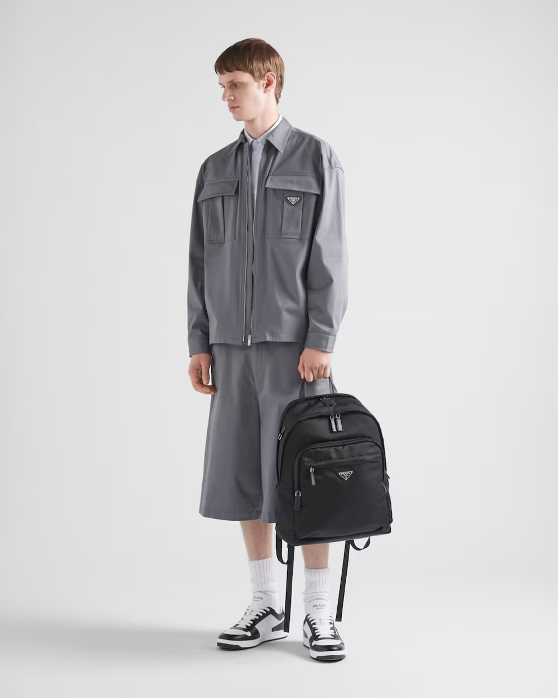 [OS] 프라다 리나일론 및 사피아노 레더 백팩 블랙 상품이미지7