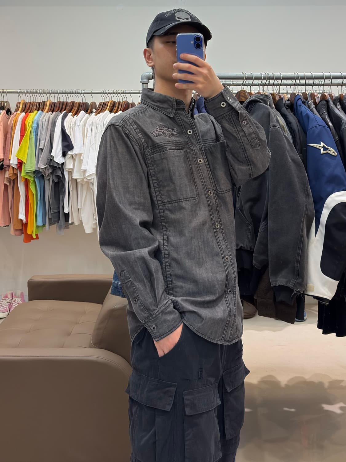 할리데이비슨 블랙 데님 워크 셔츠 상품이미지6