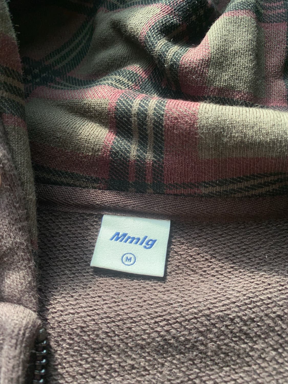 MMLG 체크패턴 후드집업 브라운 상품이미지3