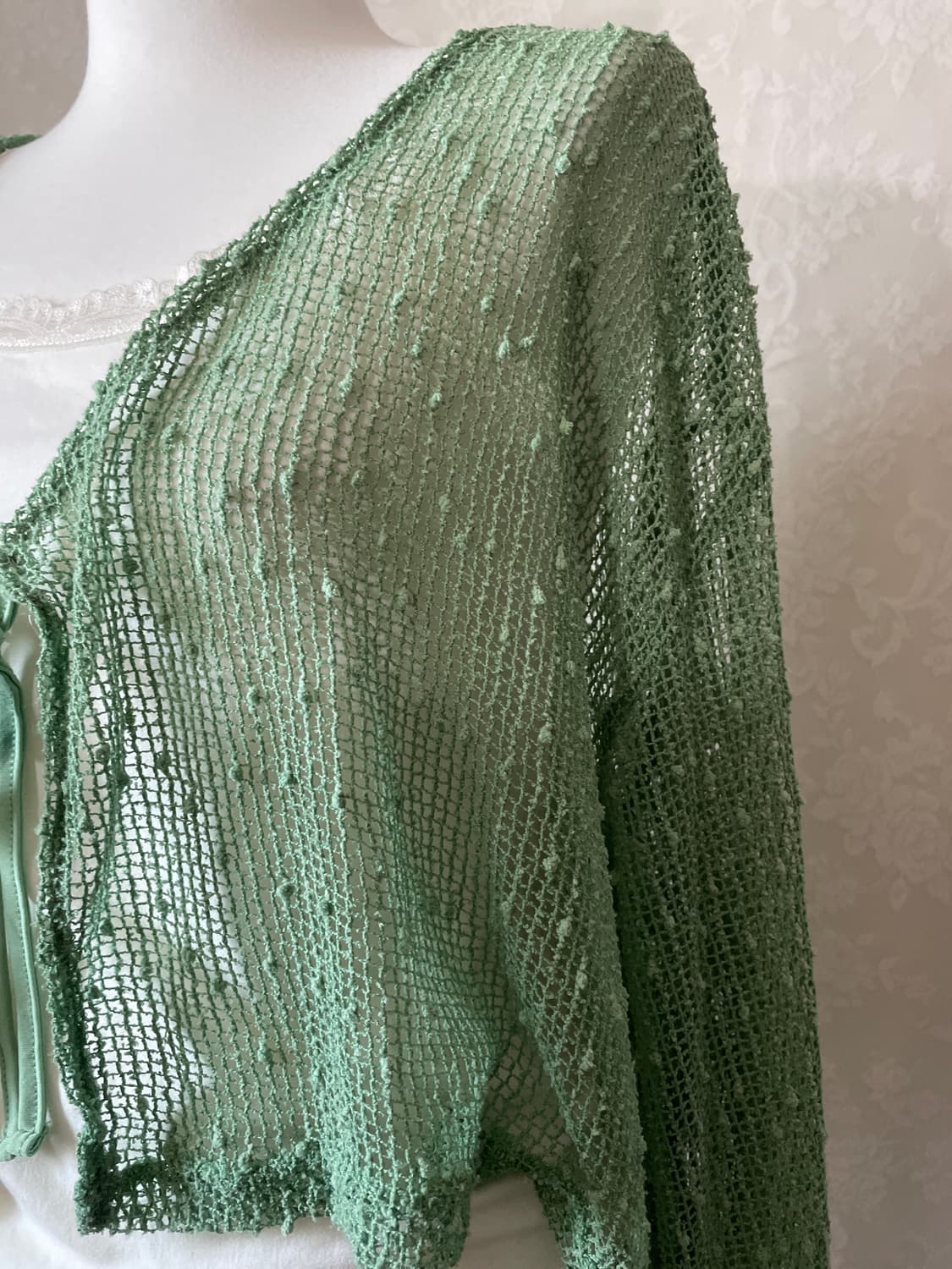 연두 시스루 니트 가디건 (리본 / 크롭 / 레이어드) 상품이미지2