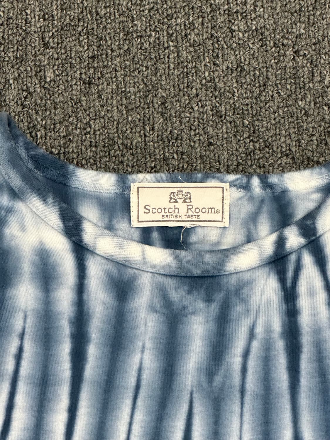 OS)Japanese vintage 화이트 블루 타이다이 패턴 반팔 상품이미지3