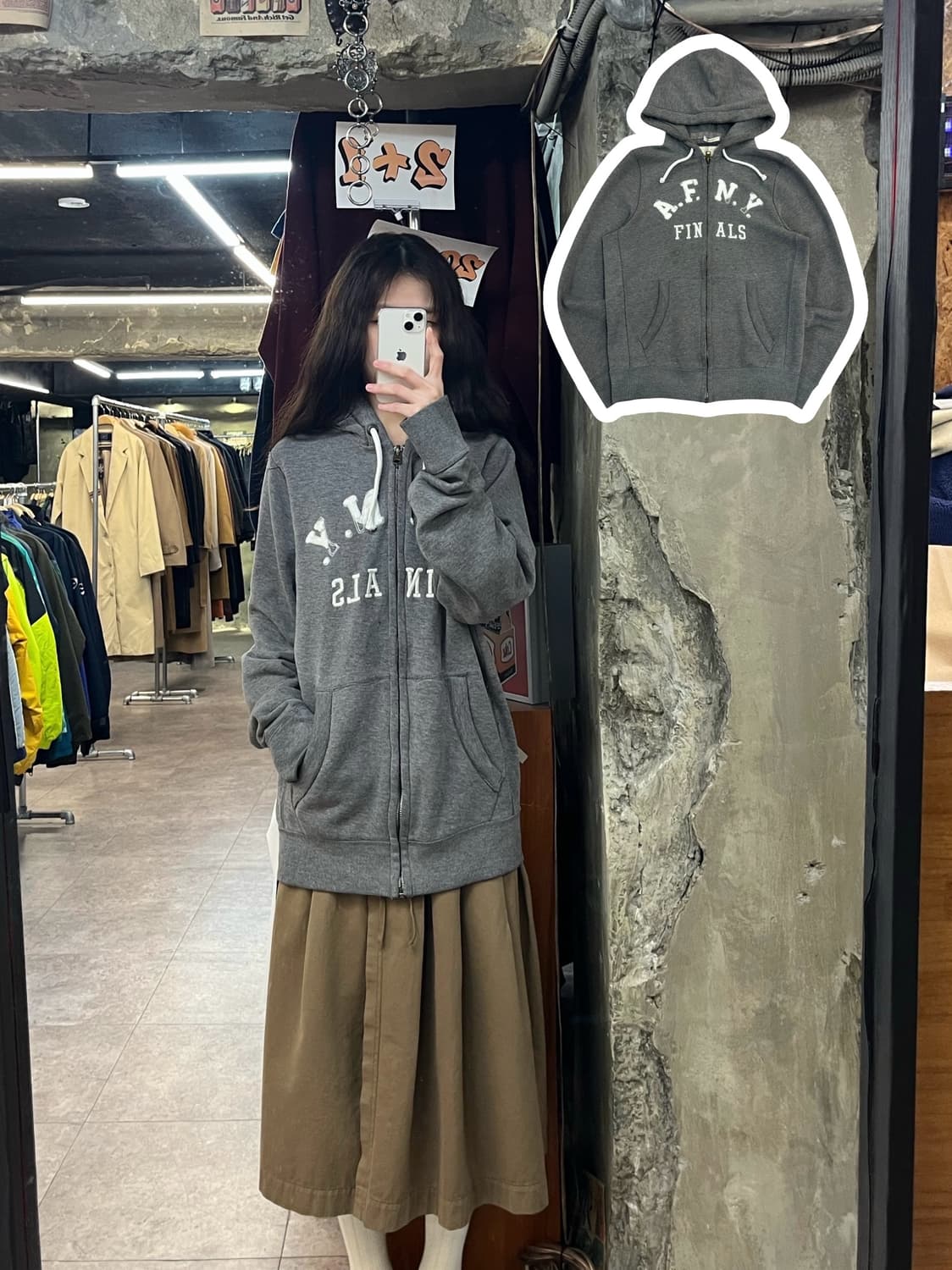 아베크롬비 기모 후드집업 그레이 XL #csz3600 상품이미지1