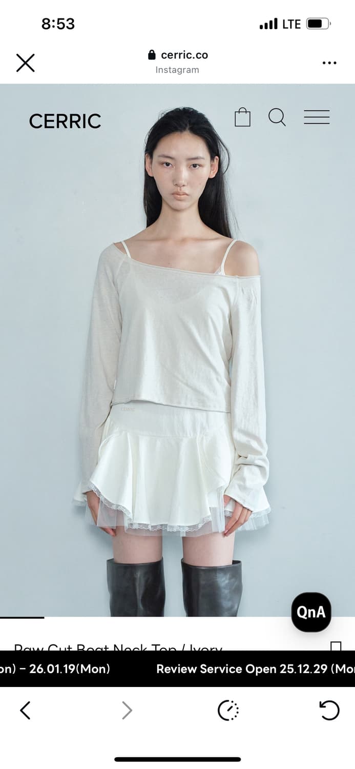 세릭 로우 컷 보트넥 탑 IVORY 상품이미지2