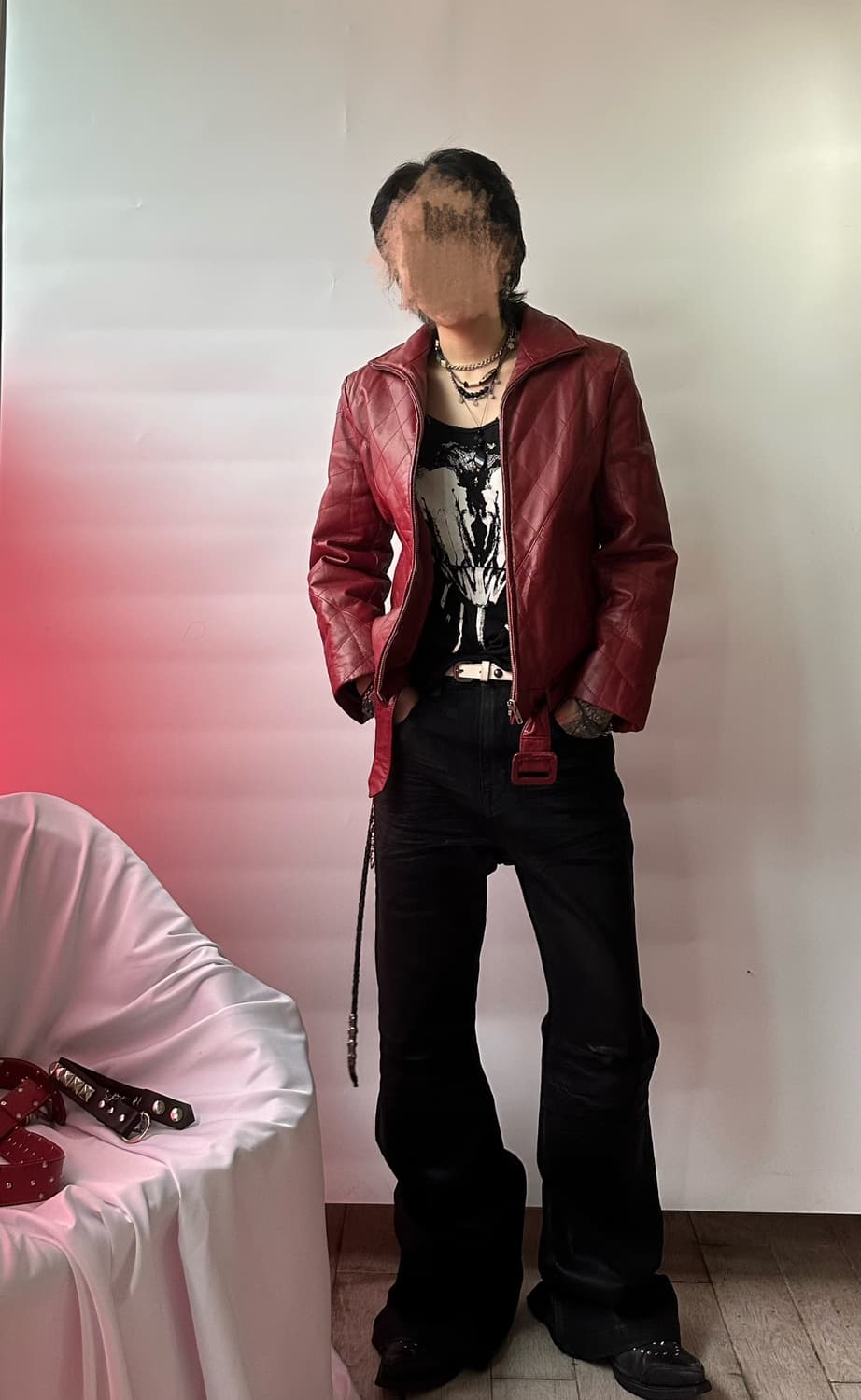 real leather half-neck zip-up jacket 상품이미지4