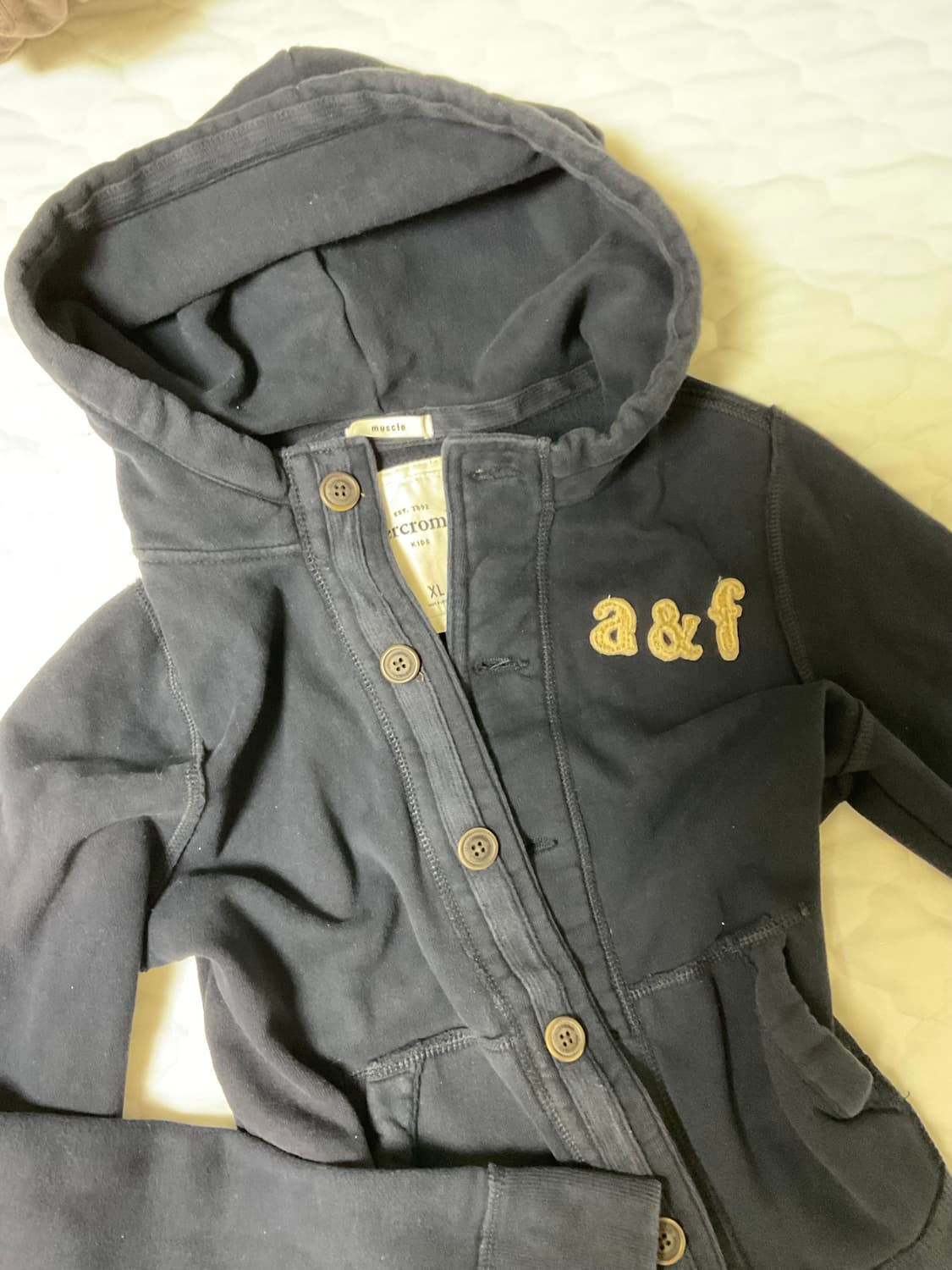 아베크롬비 네이비 버튼 후드집업 상품이미지1