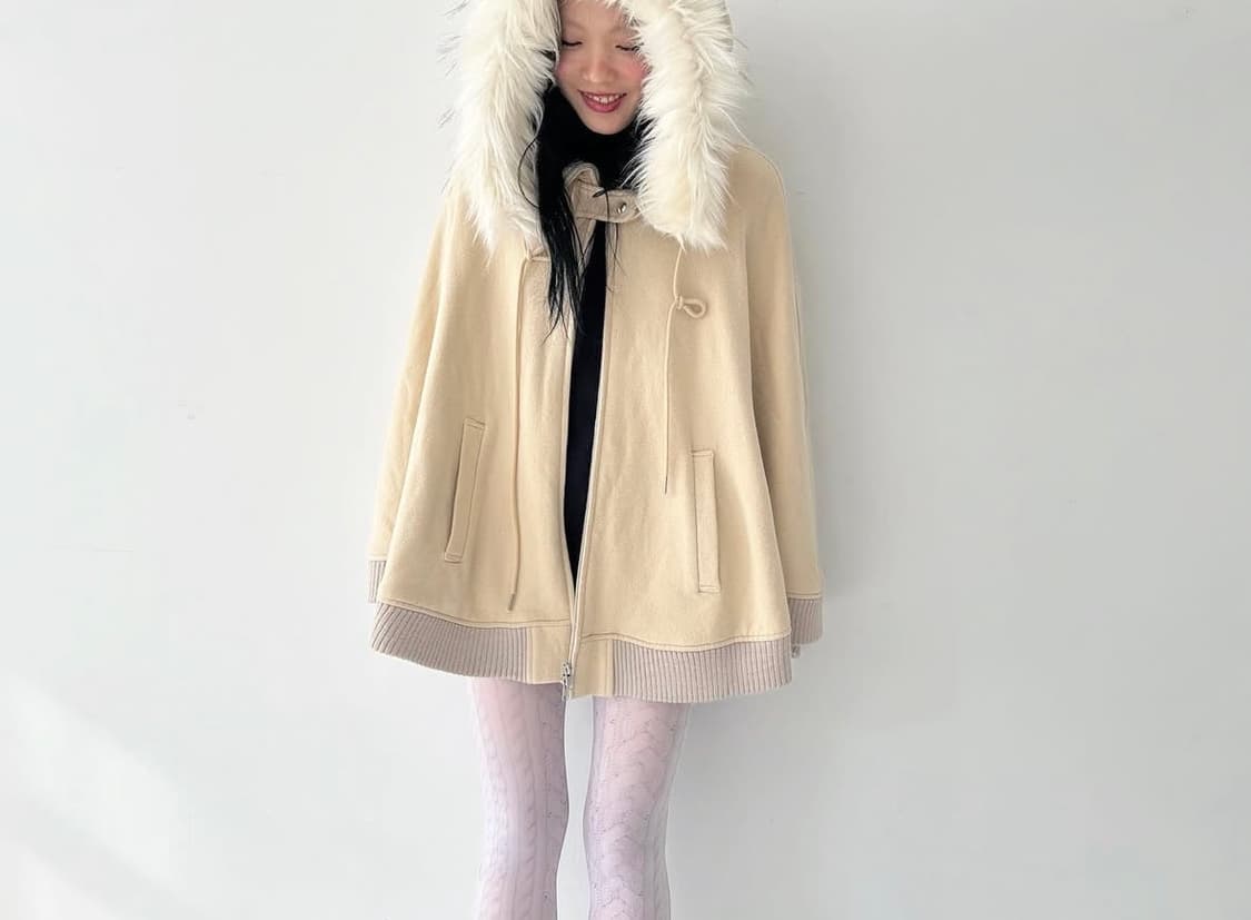 shop faerie ear hood fur cape (cream) 상품이미지2