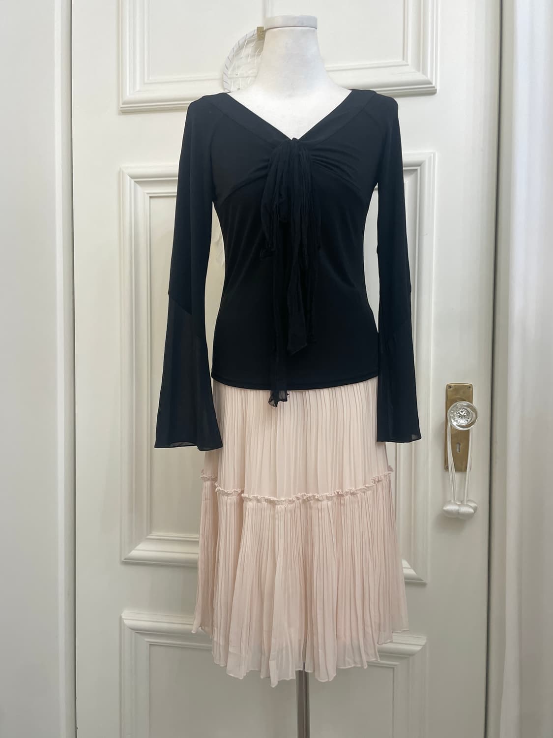 black shirring bow point span top 상품이미지2