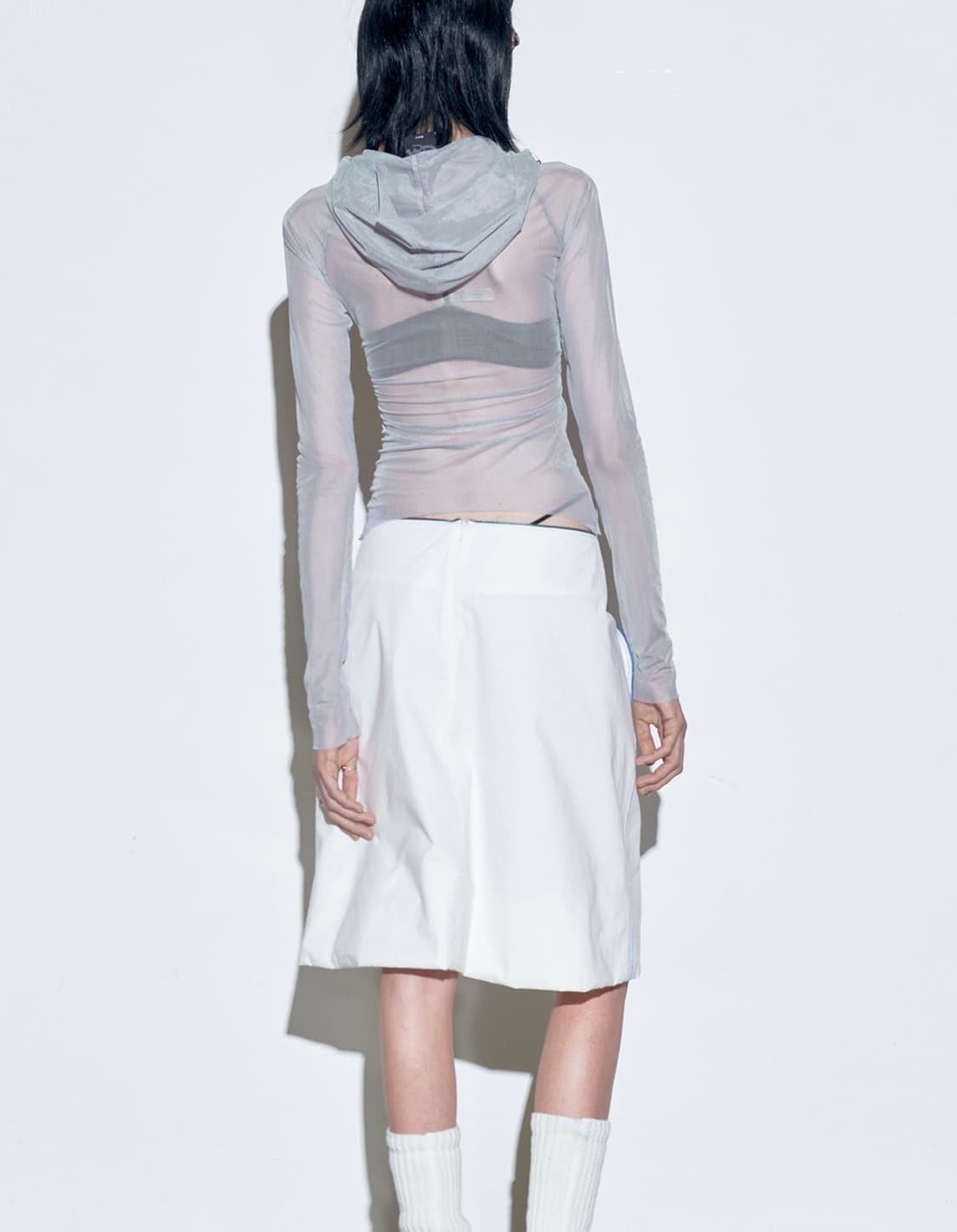 M)스컬프터 메쉬 셔링 집업 여름아우터 Mesh Shirring ice 상품이미지3