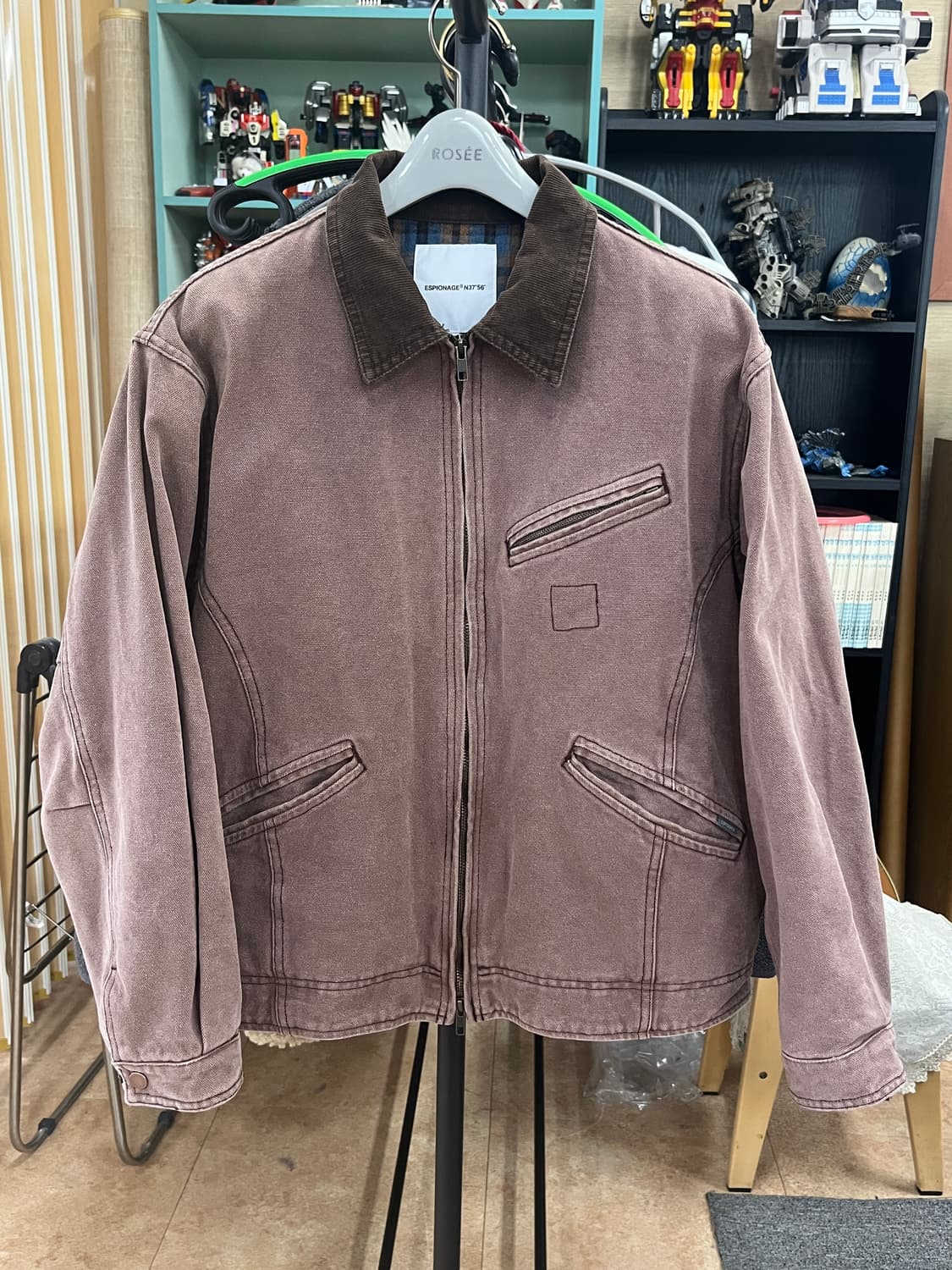 새상품급 L) 에스피오나지 캔버스 블루종 워크자켓 버건디  상품이미지1