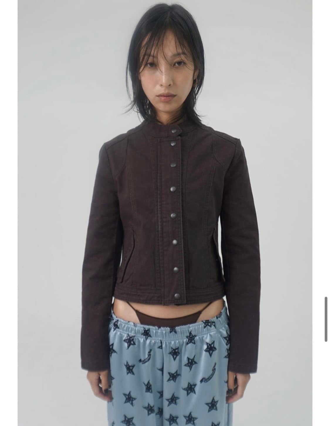 라라미미 Washed biker jacket brown 자켓 상품이미지1