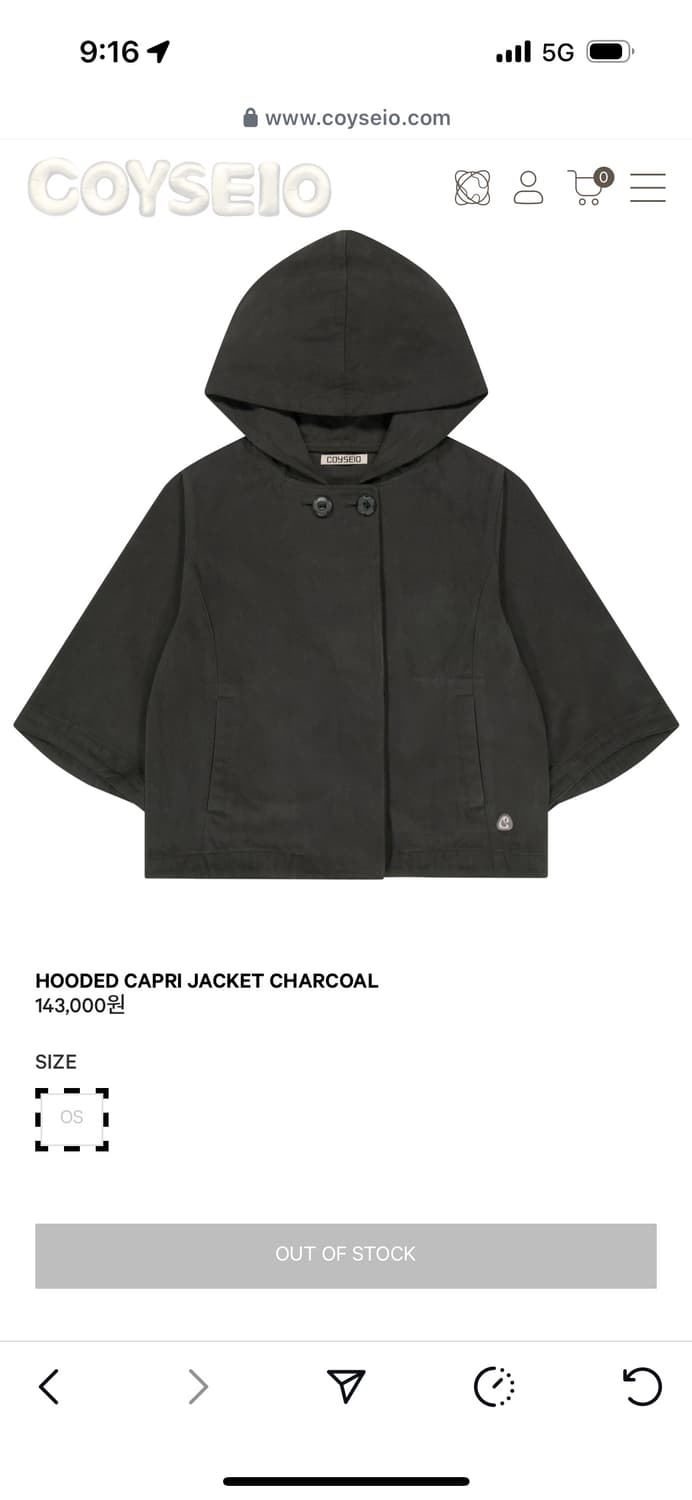 HOODED CAPRI JACKET CHARCOAL 상품이미지3
