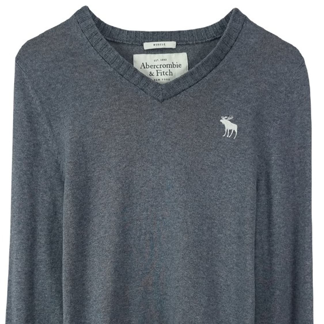 [아베크롬비] 로고 자수 브이넥 니트 그레이 M19922 상품이미지4