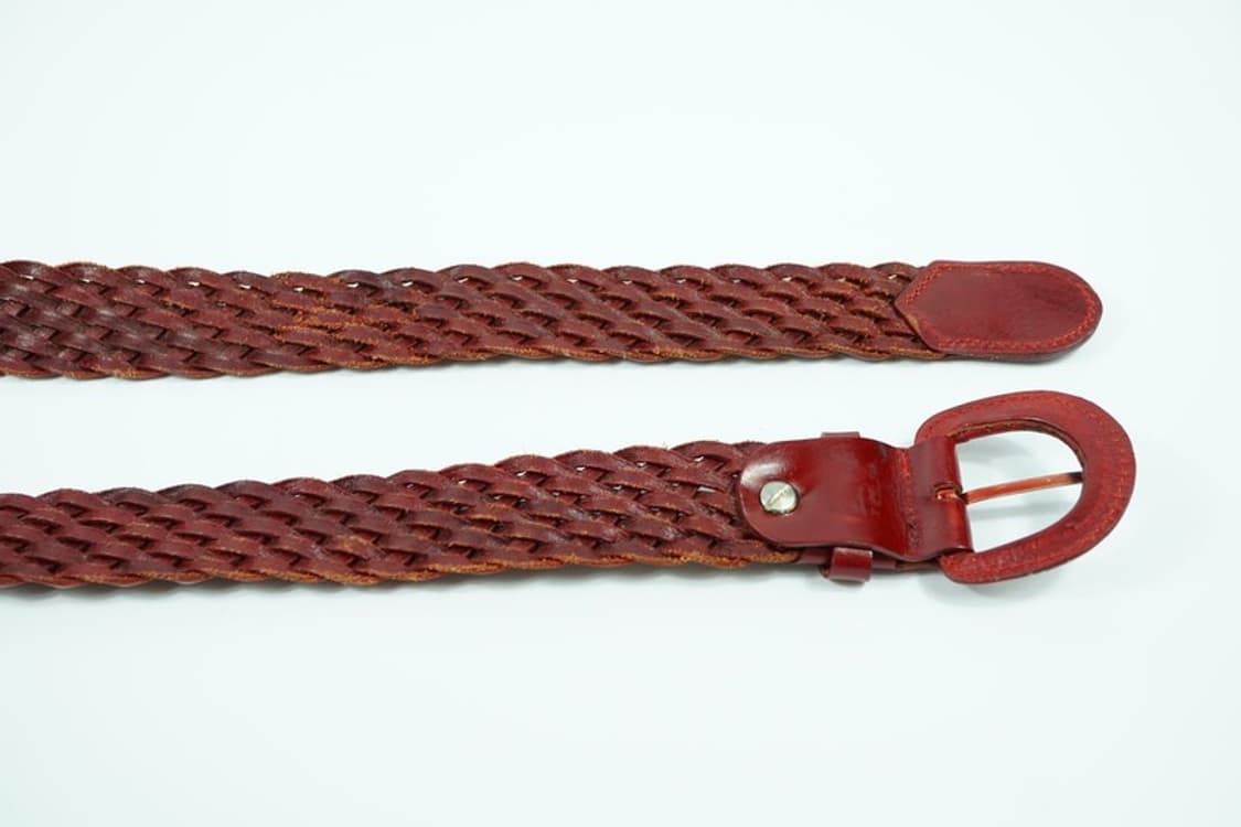 딥 와인 리얼 레더 위빙 꼬임 벨트 상품이미지6