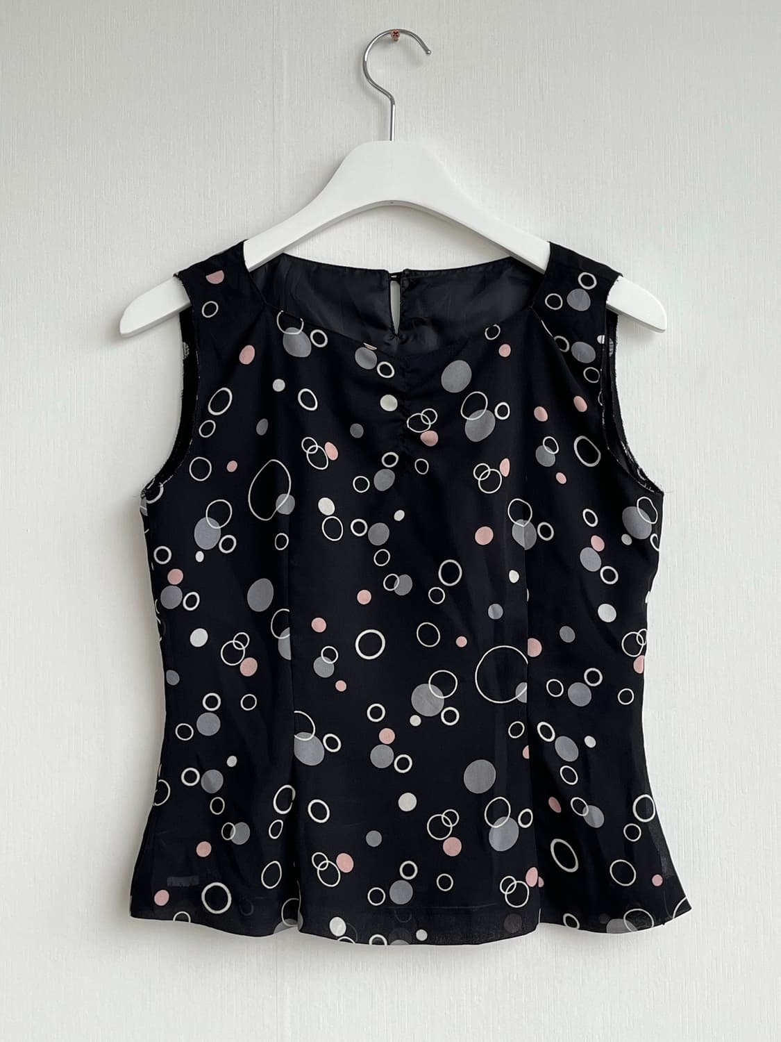 Vintage Dot Print Sleeveless Top 상품이미지1