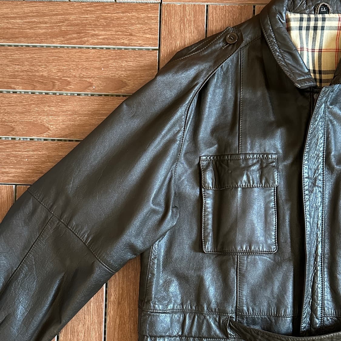 Vintage cowhide leather safari jacket 상품이미지5