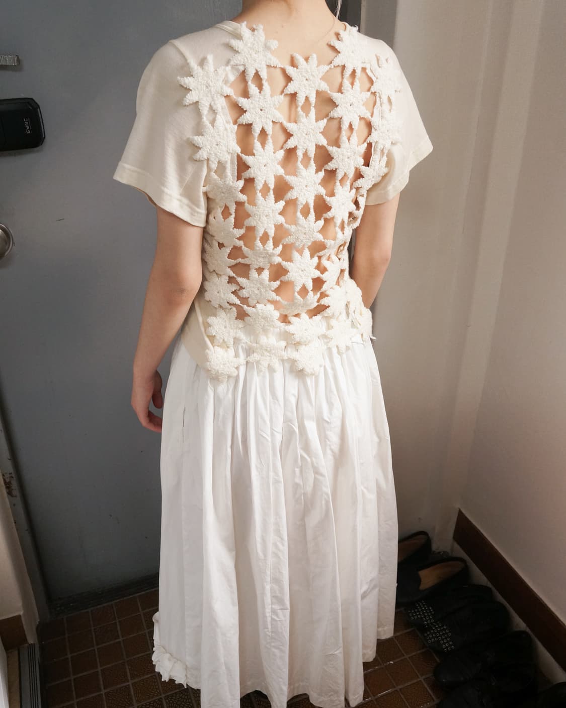 꼼데가르송 플로랄 백 패턴 니트 티셔츠 상품이미지3