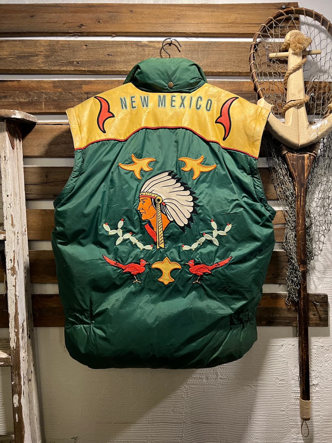[M]아비렉스 USA NEW MEXICO 인디언 자수 그린 다운 패딩 상품이미지2