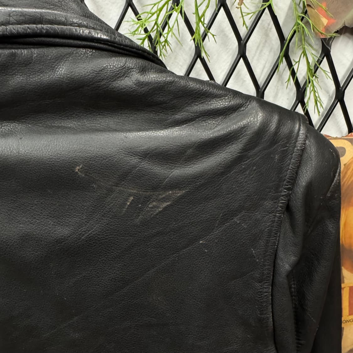 90s USA VINTAGE 레더 라이더 자켓 전면 지퍼 포인트 블랙 상품이미지9