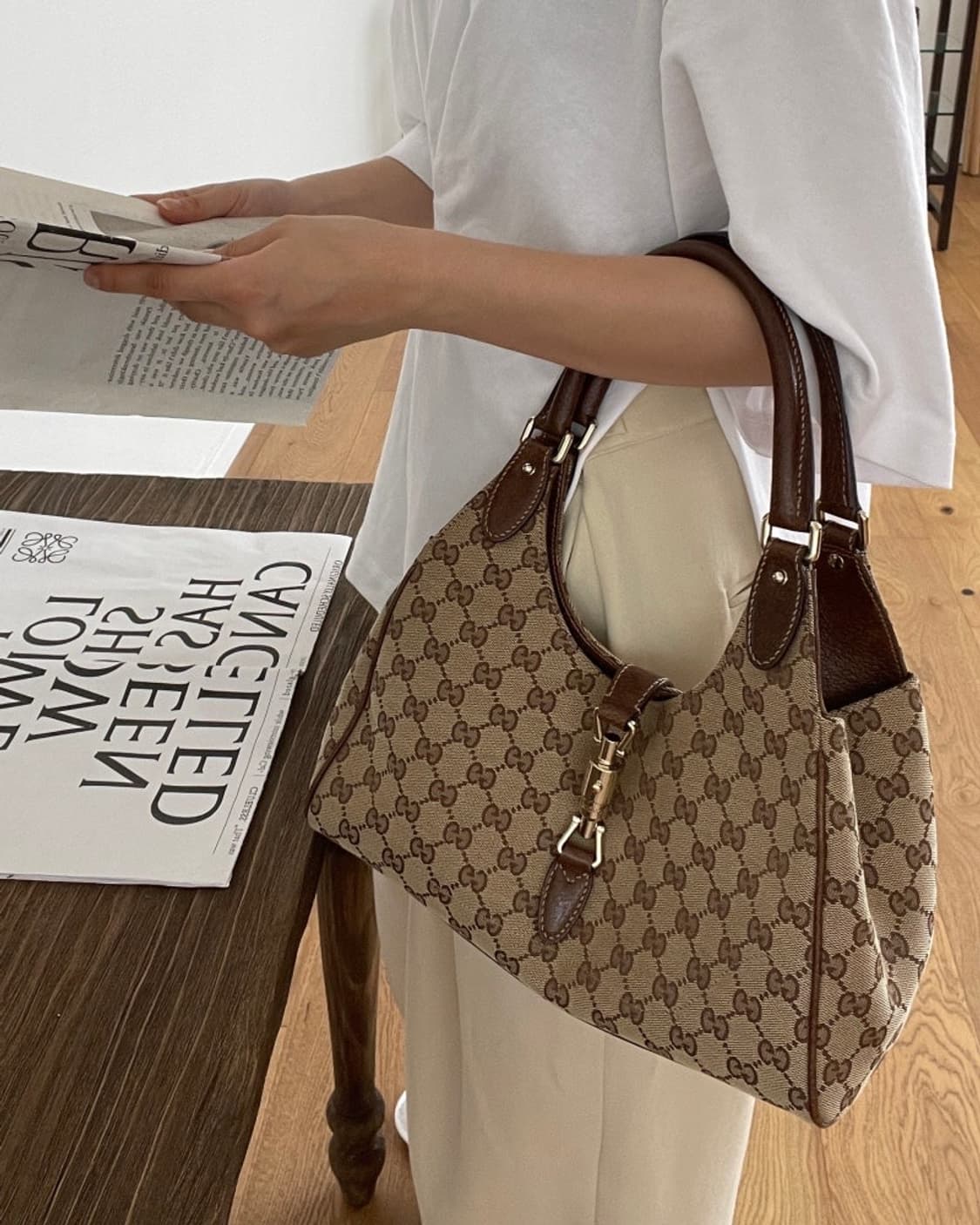 Gucci(구찌) 265699 GG로고 캔버스 토트백 겸 숄더백 상품이미지1