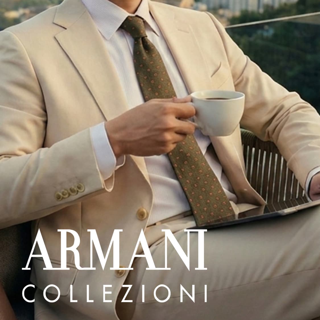 아르마니 꼴레지오니 넥타이 올리브 그린 패턴 9.7cm B-등급 E830 상품이미지1