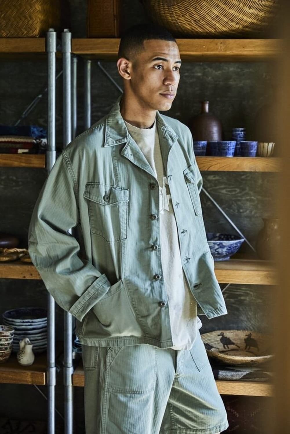 오어슬로우 US 아미 셔츠 자켓 그린 상품이미지2