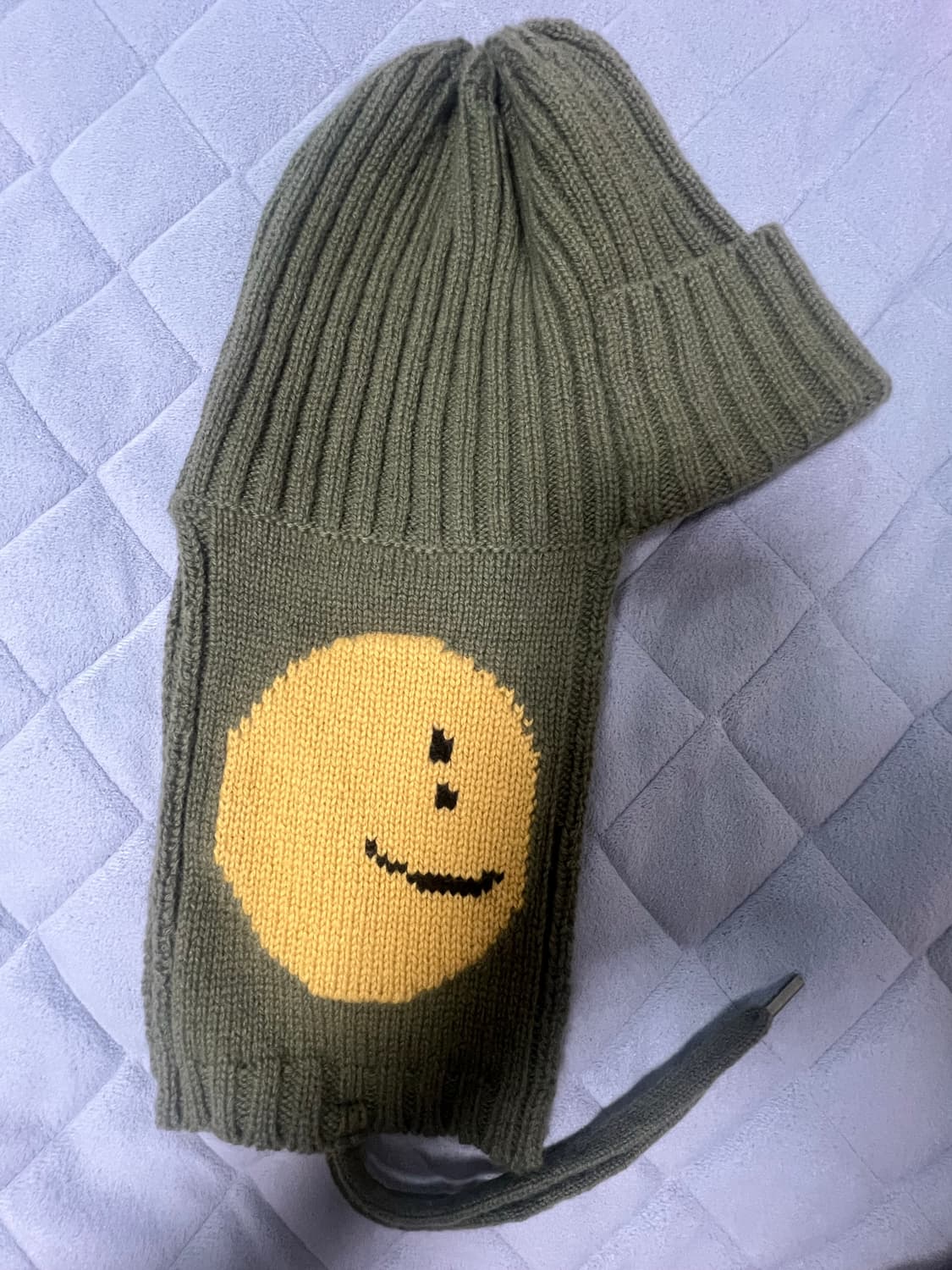 캐피탈 울 레인보위 스마일 게일 캡 비니 카키 상품이미지5