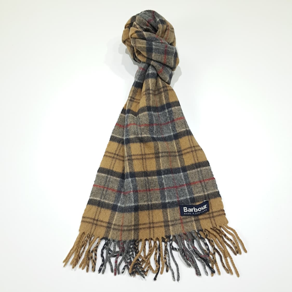 MX579 바버 00s 영국판 램스울 클래식타탄 카멜 머플러 목도리 상품이미지1