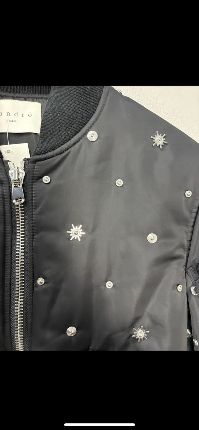 산드로 스터드 블랙포켓 봄버자켓 H1480 상품이미지4