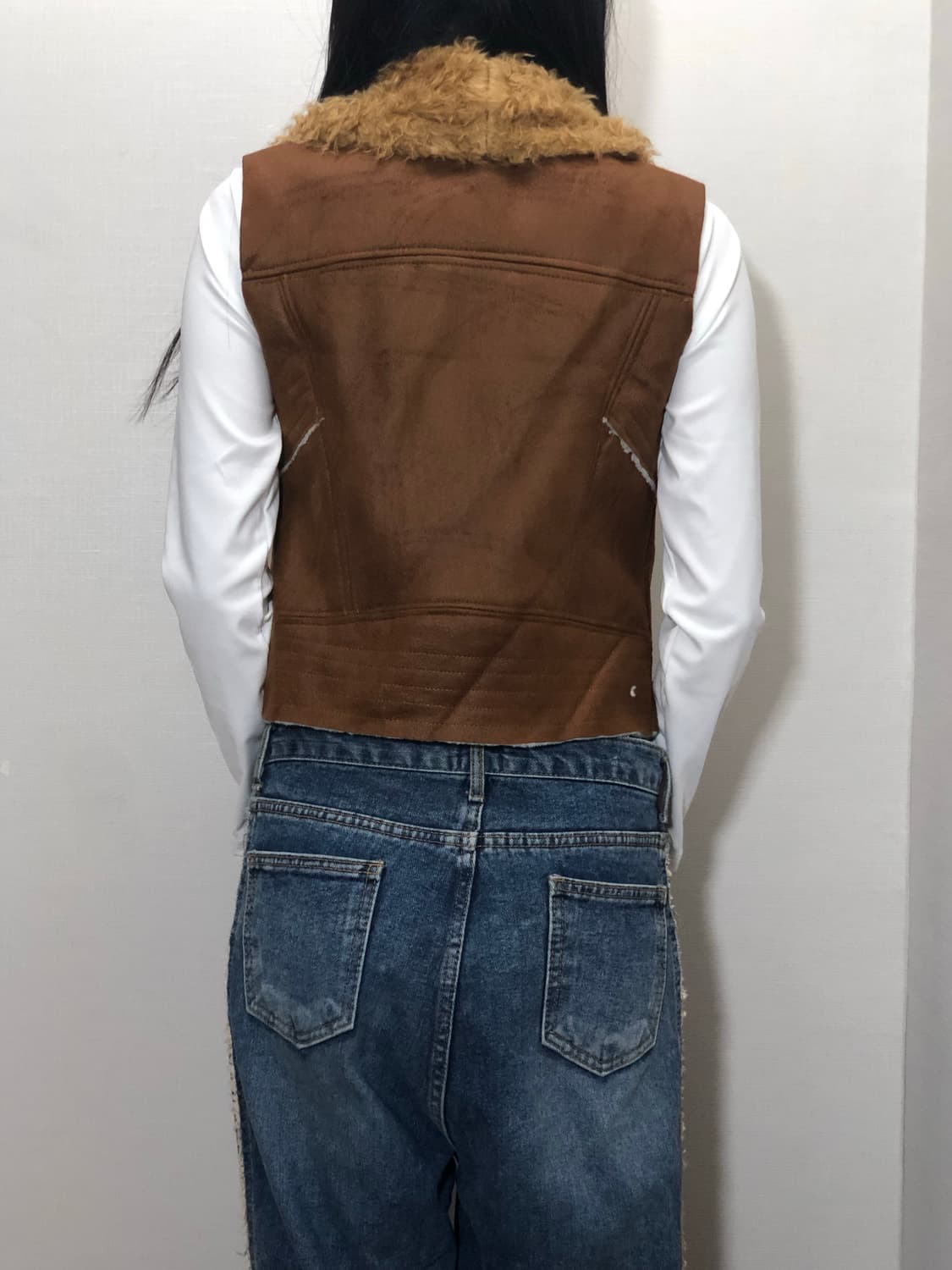 빈티지 브라운 퍼 베스트 상품이미지6