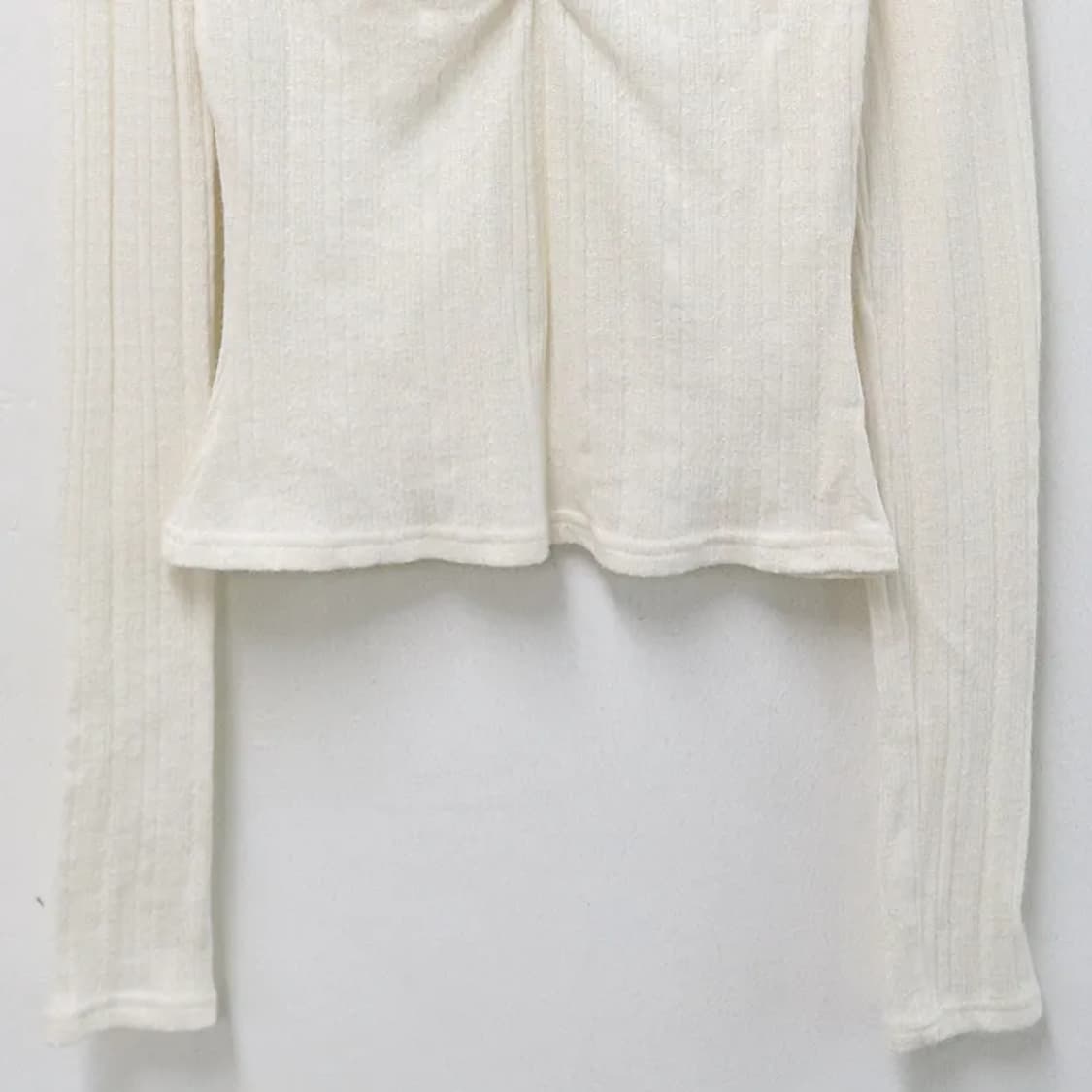 브이넥 레이스 셔링 포인트 긴팔 티셔츠 63597 상품이미지4