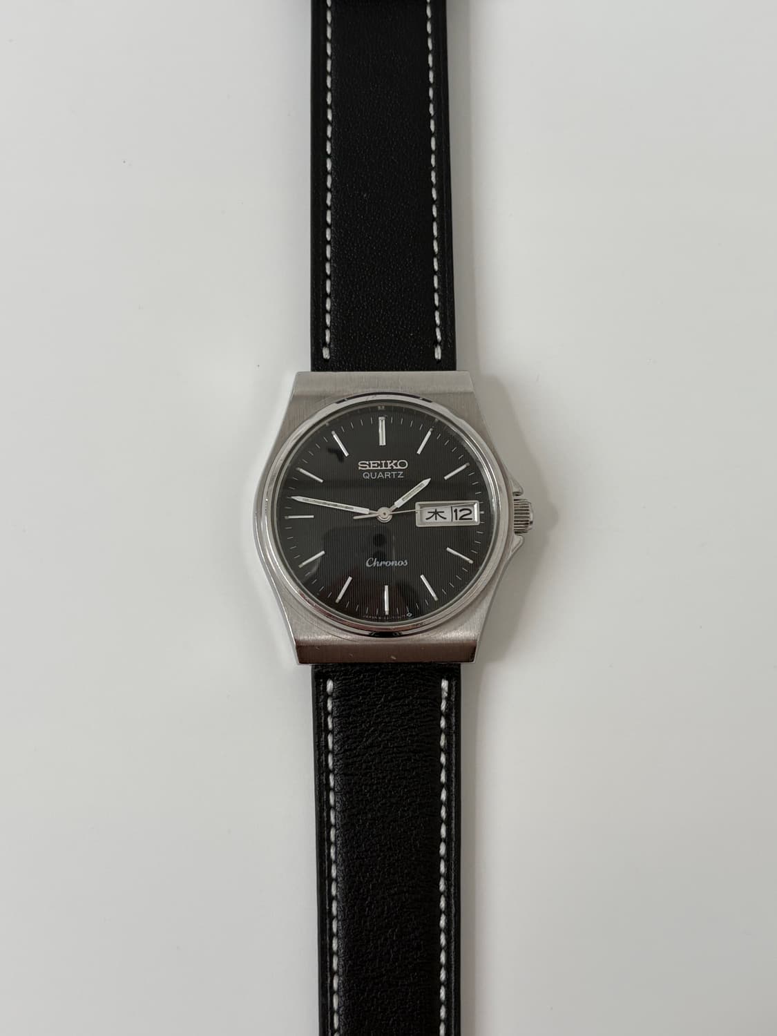 80s chronos black dial silver quartz 상품이미지4