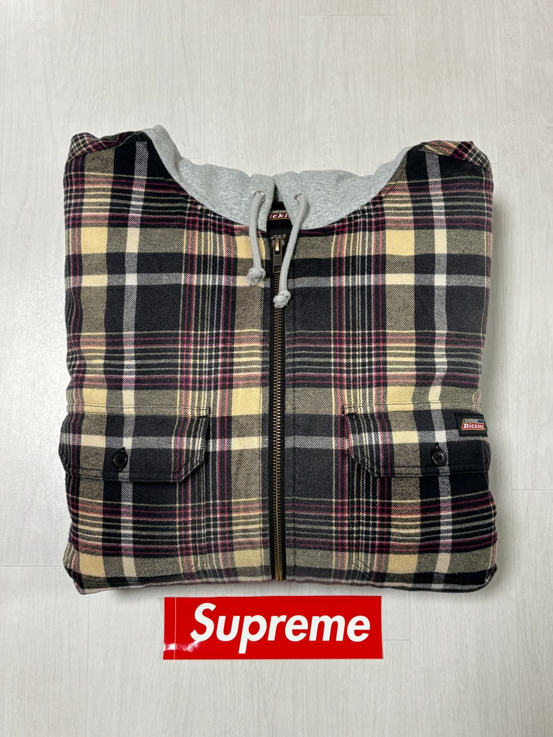 슈프림 23FW 디키즈 플레이드 후드 집업 셔츠 (L) 상품이미지2