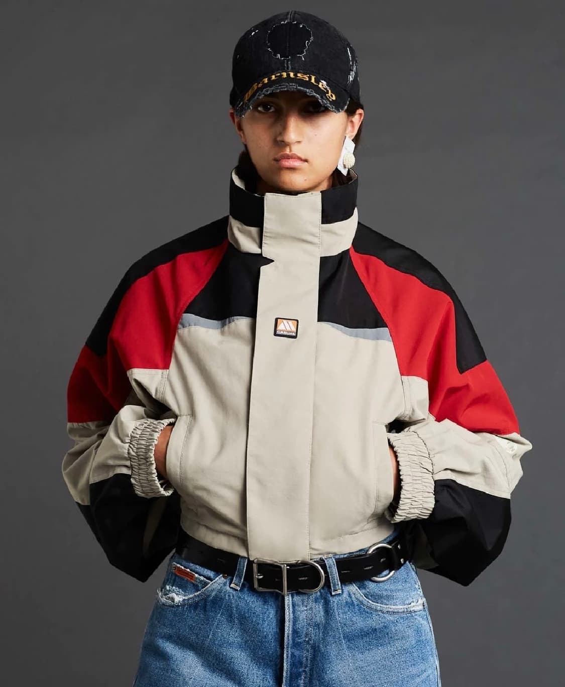 마틴로즈 스포츠 슈렁큰자켓 블랙 레드 베이지XL 상품이미지2